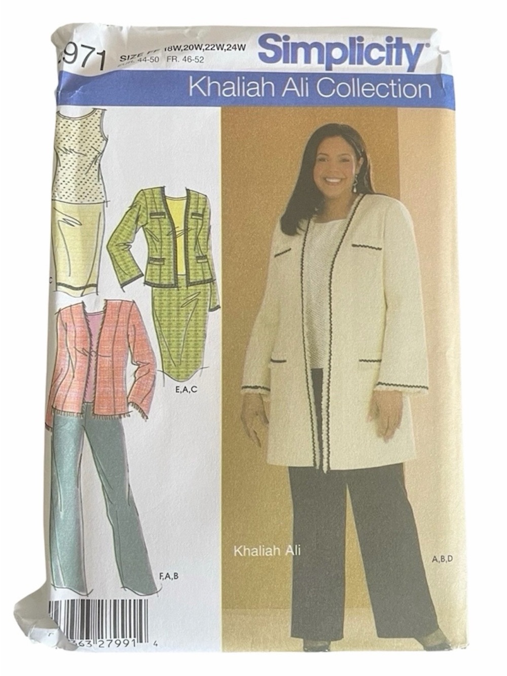 Simplicity Sewing Pattern 18W - 24W Khaliah Ali Collection 4971 Vintage 2004